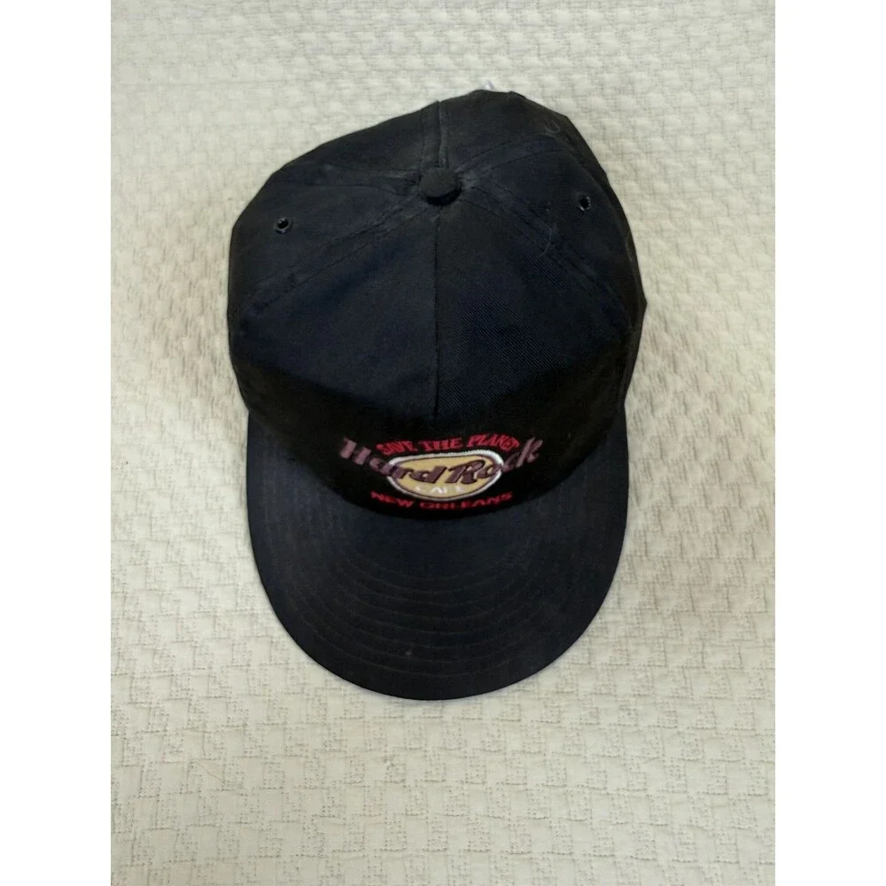Hard Rock Café Black Hat Cap New Orleans Save‎ The Planet Adjustable Strap U.S.A